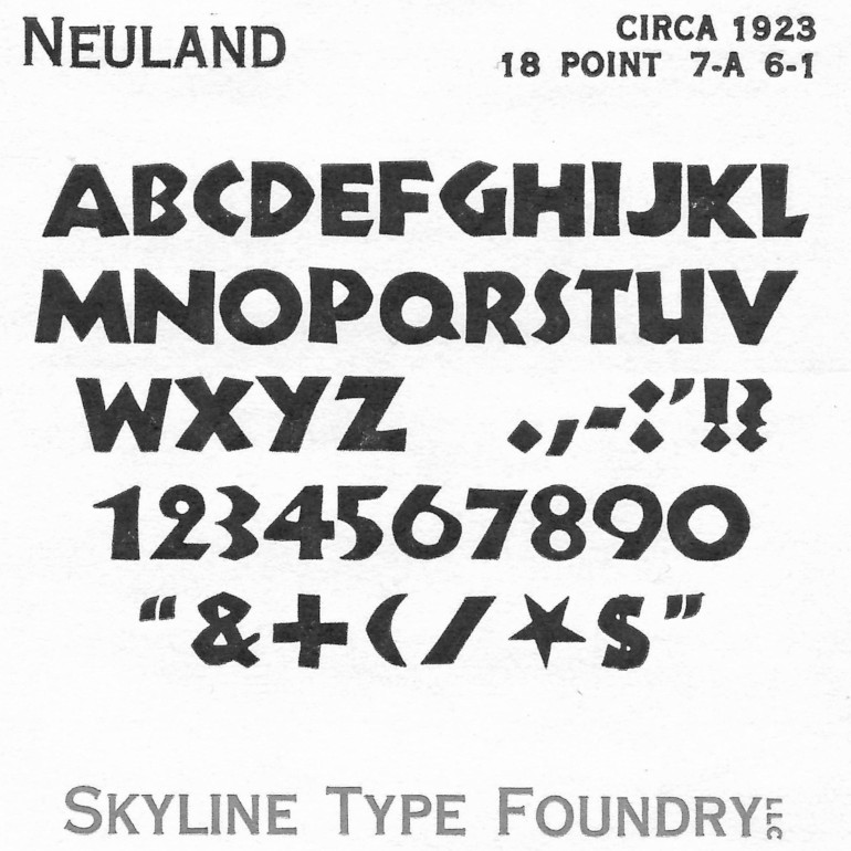 Neuland – 18pt – Skyline Type Foundry